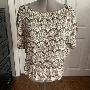 Paper Crane Cream and Black Lace Blouse